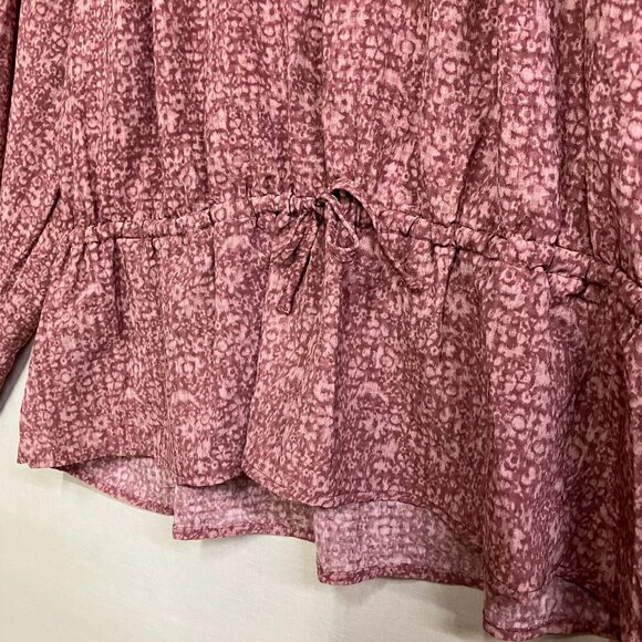NWT Universal Thread Women's Size Large Mauve Floral Balloon Long Sleeve Blouse - Picture 9 of 13